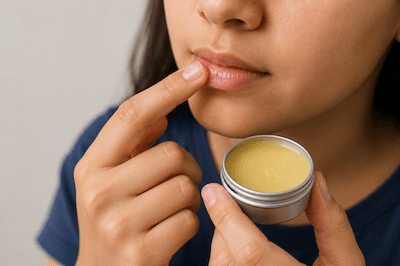 A jar of soothing balm or ointment cream