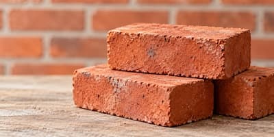 A stack of red clay bricks