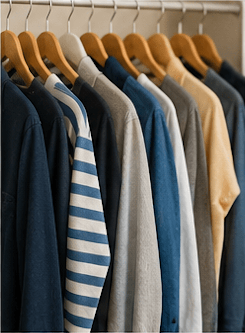 Clothes — garments, shirts, trousers, dresses