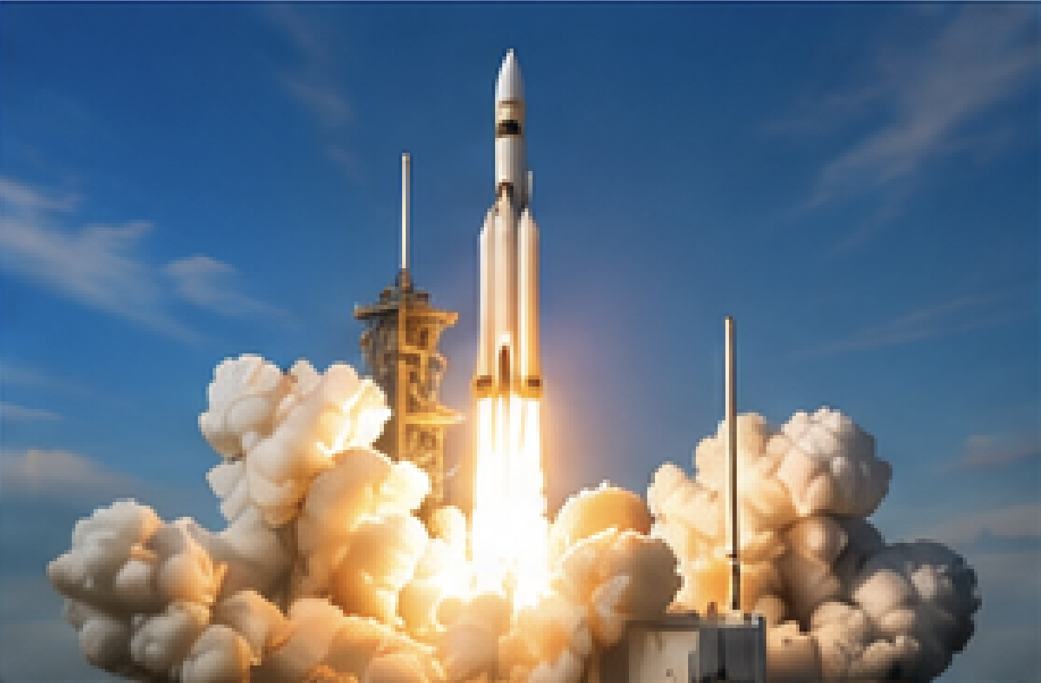A rocket launching into the sky