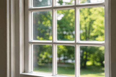 A clear glass window pane