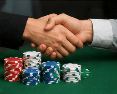 Poker chips and playing cards — a bet or wager