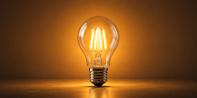 A glowing light bulb