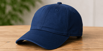 A cap — a hat with a peak