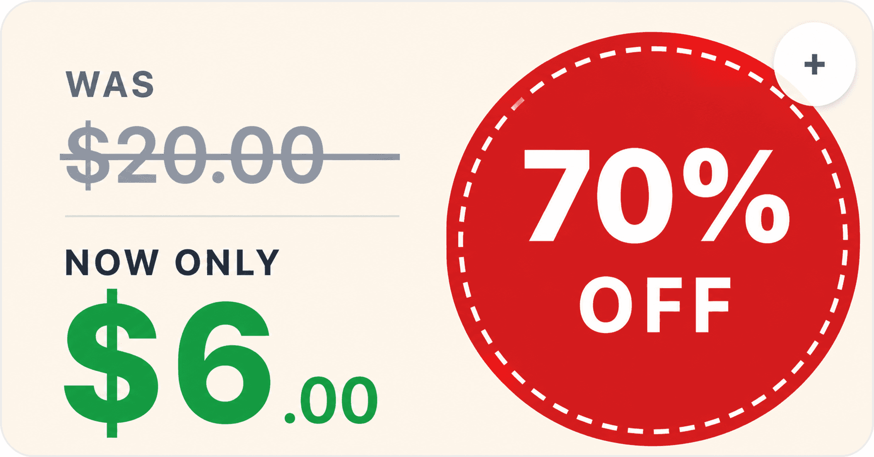 A retail discount label showing a big sale price