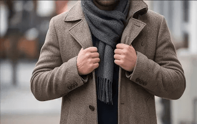 A man wearing a warm coat and scarf