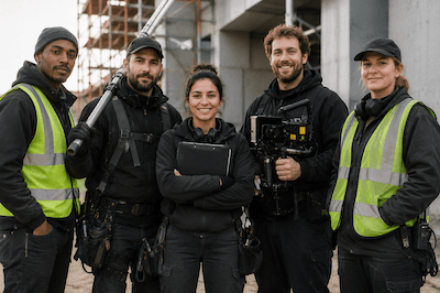 A film or sailing crew working together