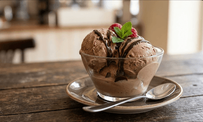 A chocolate cake — dessert served after dinner