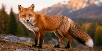 A fox standing in a forest