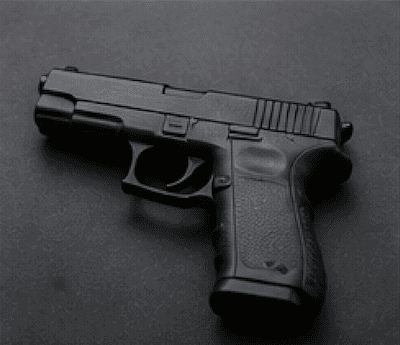 A handgun — a firearm