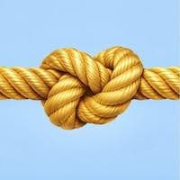 A thick rope tied in a knot