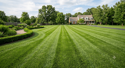 A freshly cut green lawn