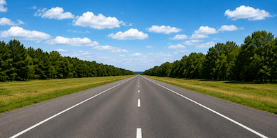 A busy main road — the main route