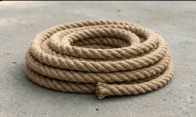 A thick twisted rope coiled up