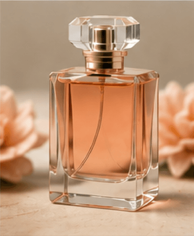 A perfume bottle with a floral scent