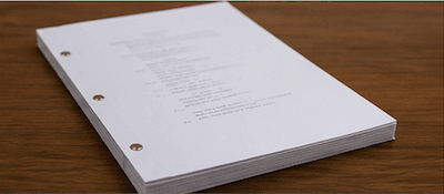 A film script or screenplay document with text