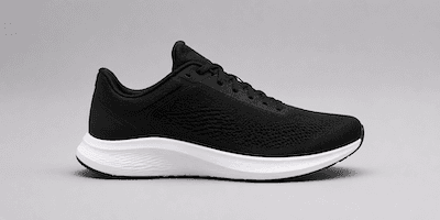 A black running shoe