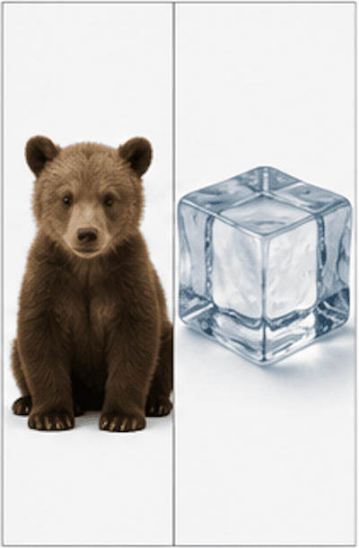 cub (a young bear) → cube (a 3D square) — adding E changes the vowel