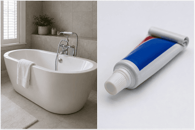 tub (a bathtub) → tube (a hollow cylinder)