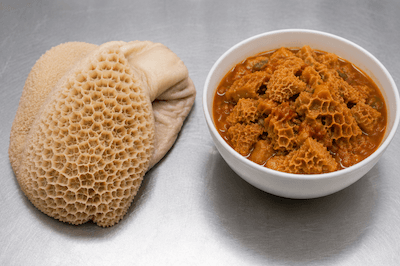 Cooked tripe — stomach lining used in cooking